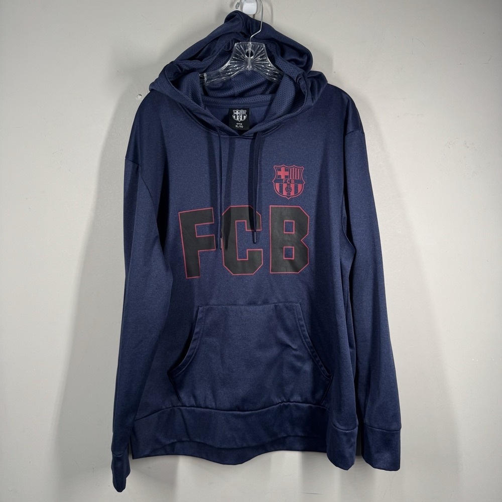 FCB Barcelona Hoodie Hooded Sweatshirt Mens Sz XL Soccer Football Navy Blue